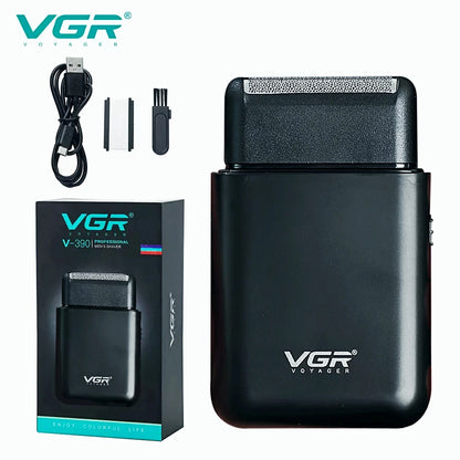 VGR V-390 Electric Shaver – Professional Beard Trimmer & Portable Mini Razor, USB Rechargeable 2-Blade Shaving for Men