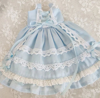 Blythe Doll Clothes – Wine Red & White Princess Dress with Lace for YMY, Licca, Azone OB24/OB27 Dolls