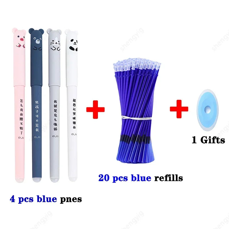 Kawaii Erasable Gel Pens 25-Piece Set - Cute School and Office Writing Pens for Notebooks and Stationery