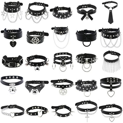 Harajuku Cosplay Rivet Star Punk Rock Gothic Collar — Sexy PU Leather Heart Cross Spike Choker Jewelry for Women