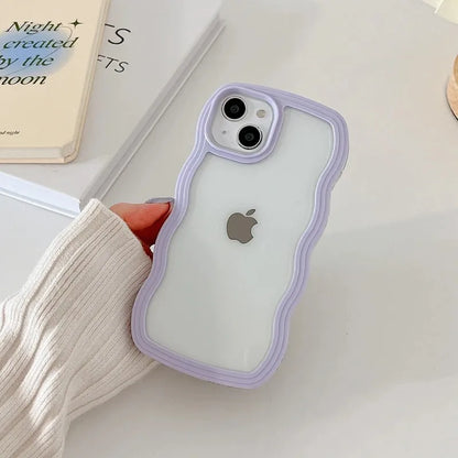 Candy Wavy Lines Bumper Case for iPhone 16/15/14/13/12/11 Pro Max Plus XR XS Max – Shockproof Clear Hard Back Cover