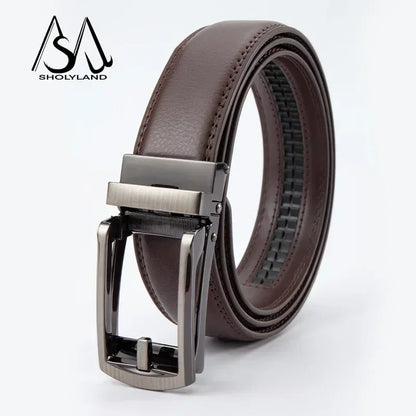 Men’s Classic Leather Belt – Trendy Two-Layer Cowhide with Alloy Automatic Buckle for Business & Casual Wear