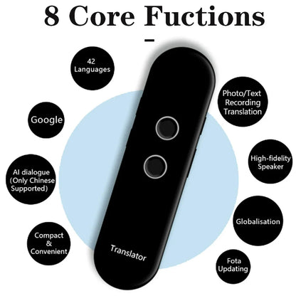 2024 T4 Portable Wireless Smart Translator - Two-Way Instant Voice Translation in 40 Languages, Bluetooth Multi-Language App