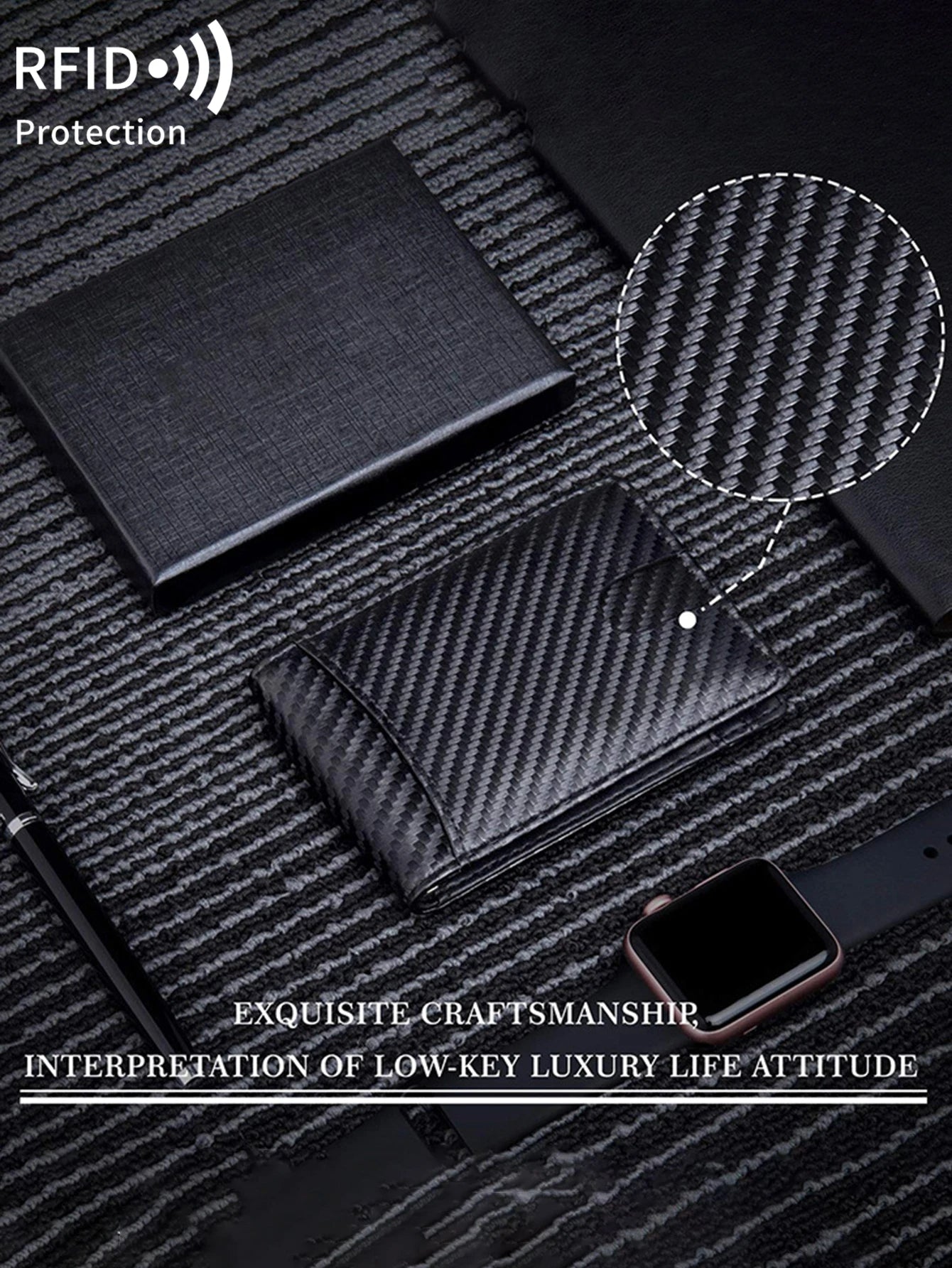 RFID Carbon Fiber Men’s Wallet — Ultra-Thin Mini Card Holder with 7 Slots