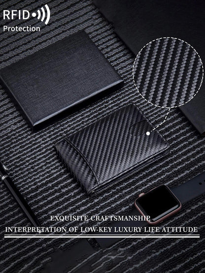 RFID Carbon Fiber Men’s Wallet — Ultra-Thin Mini Card Holder with 7 Slots