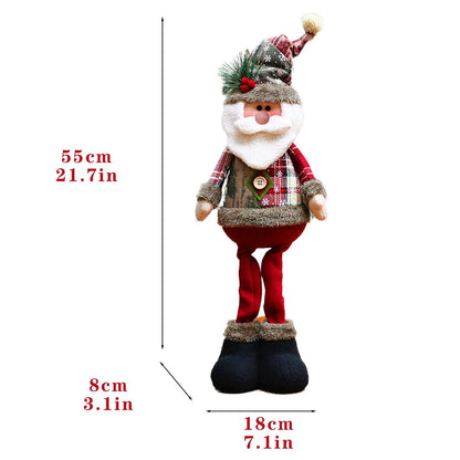 3PCS Christmas Decorative Dolls – Reindeer, Snowman & Santa Claus Standing Ornaments for Merry Christmas and New Year Celebration