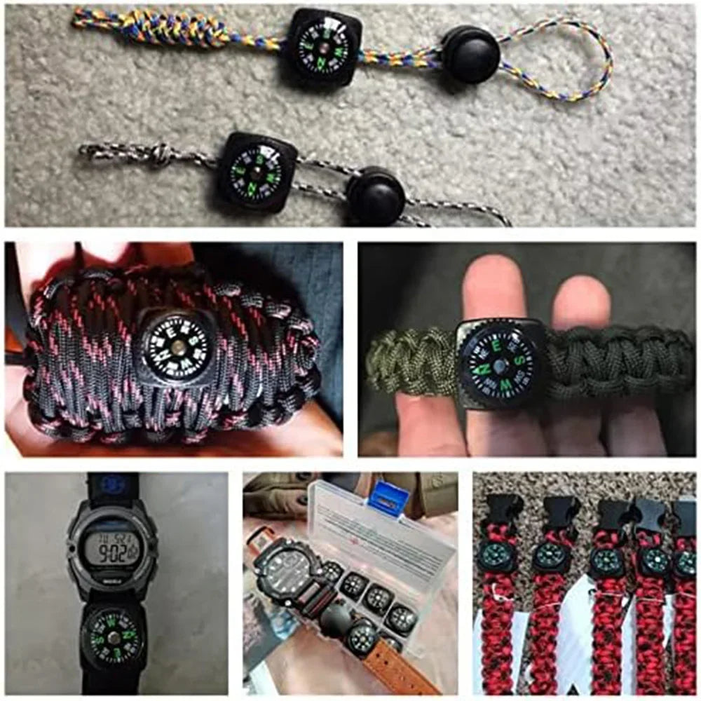 10-Piece Mini Wristband Compass Set - Portable Detachable Navigation Tool for Camping, Hiking, Travel & Emergency Survival
