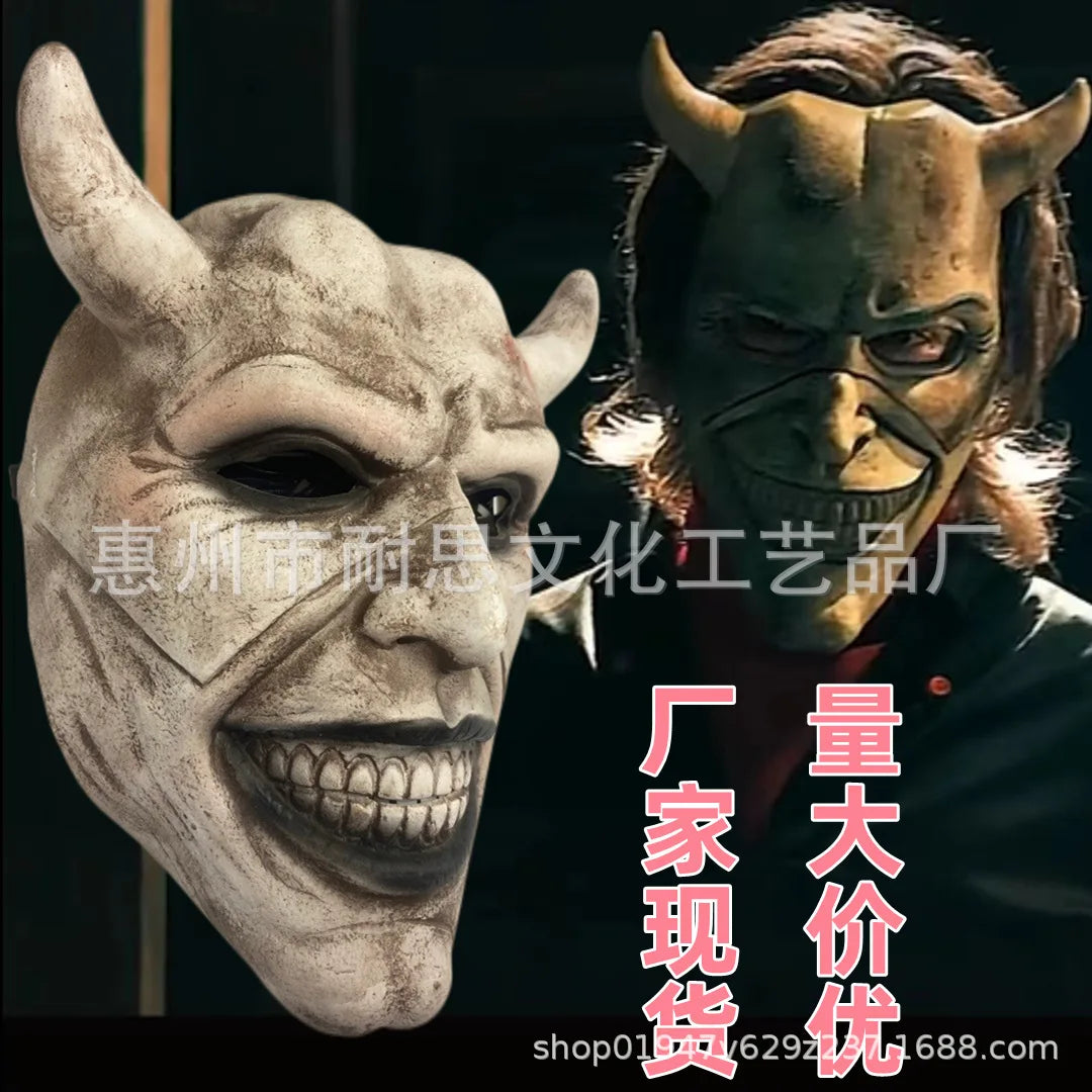 The Black Phone Horror Half Face Mask – Scary Halloween Masquerade Cosplay Accessory