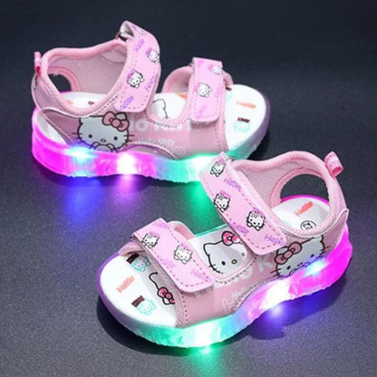 2024 Summer Baby Girls LED Hello Kitty Sandals — Cute Anti-Slip Beach & Outdoor Shoes