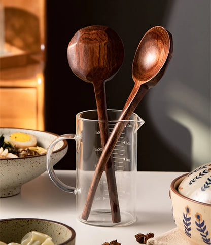 New Long Handle Ramen Wooden Spoon – Japanese Kitchen Cooking Utensil Large Soup Ladle