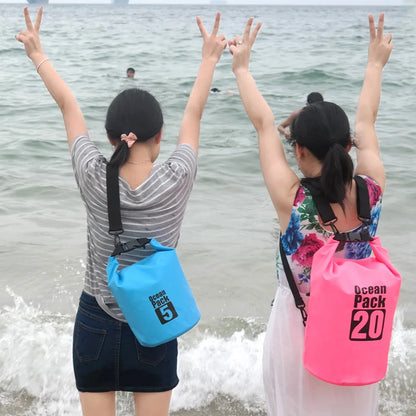 500D Waterproof Swimming Bag Dry Sack: Floating Dry Gear Bags for Boating, Fishing, Rafting - Available in 2/5/10/15/20/30L Sizes