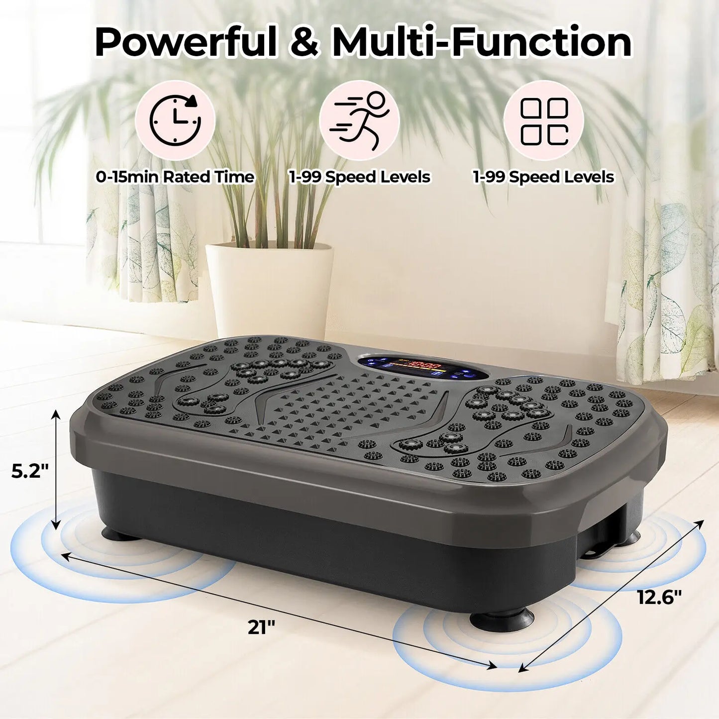 Vibration Plate Exercise Machine – Whole Body Fitness Platform with Loop Bands for Home Workout