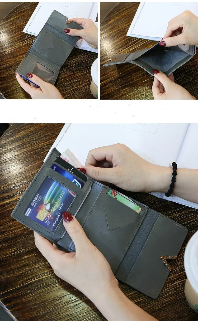 Luxury Mini Leather Wallet for Women – Small Short Fashion Purse with Credit Card Holder