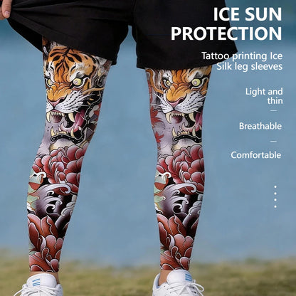 KoKossi Tattoo Print Leg Sleeves - Ice Silk Breathable Non-Slip Compression Sleeves