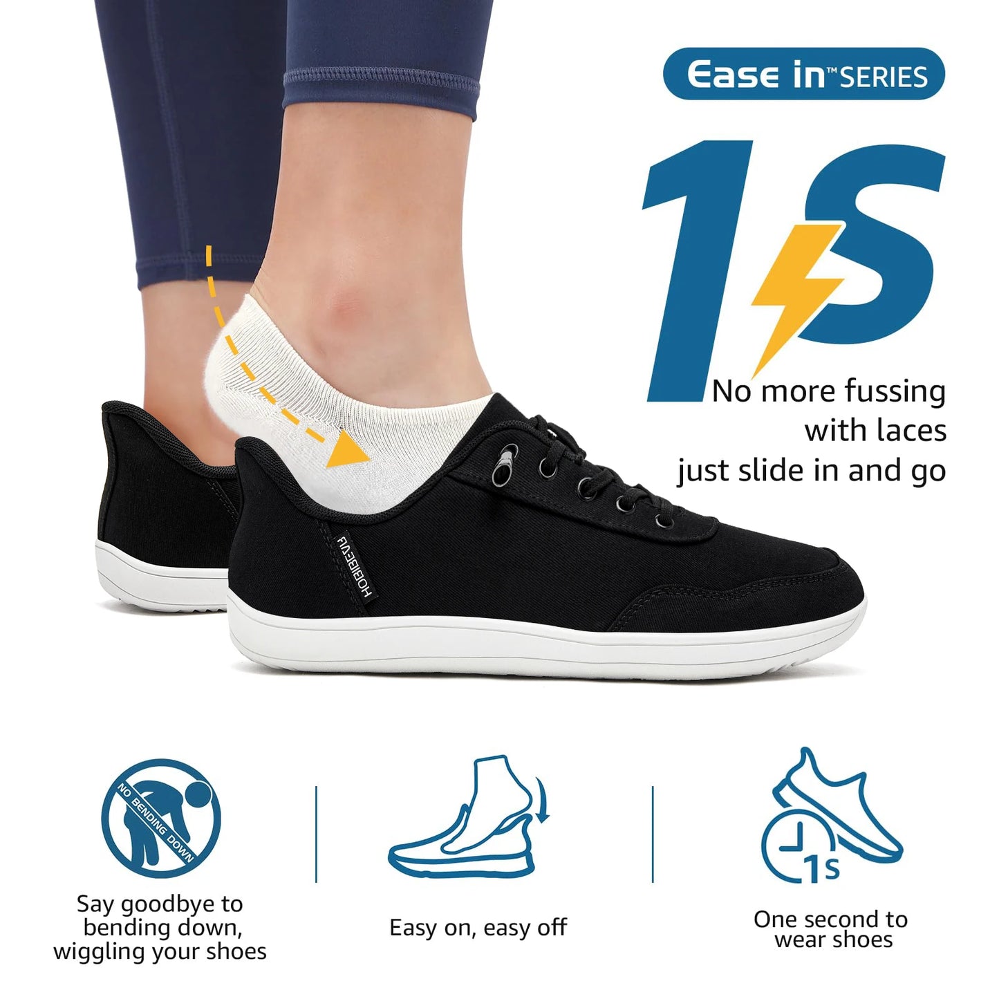HOBIBEAR Unisex Barefoot Shoes – Adjustable Slip-On Minimalist Sneakers for Men & Women, Wide Toe, Lightweight Walking Shoes