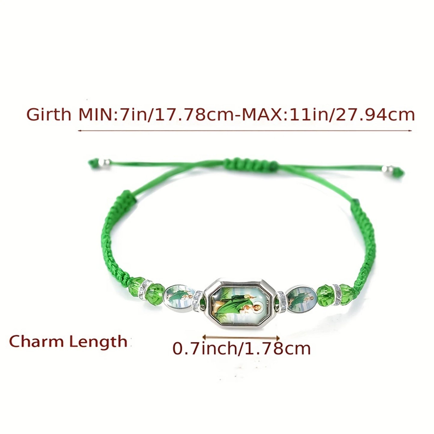 12pcs Mexican Saint Jude Bracelets – Handmade San Judas Tadeo Catholic Green String Rosary Bracelets Religious Gift Set