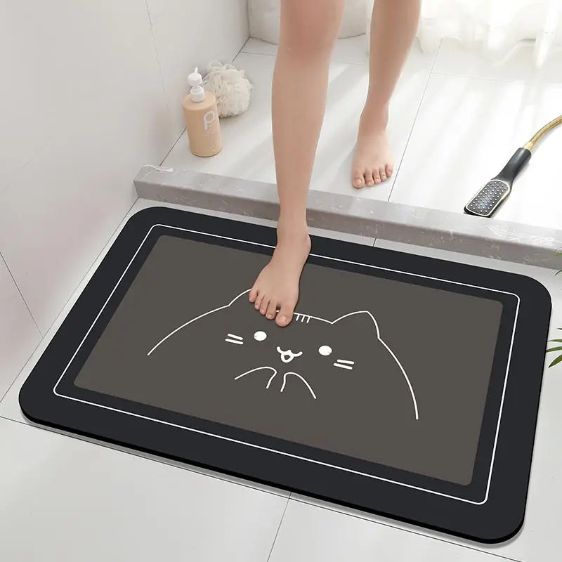 Diatomaceous Earth Bath Mat – Super Absorbent, Fast-Drying, Anti-Slip Rubber Floor Mat for Bathroom, Kitchen & Laundry