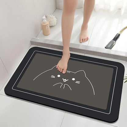 Diatomaceous Earth Bath Mat – Super Absorbent, Fast-Drying, Anti-Slip Rubber Floor Mat for Bathroom, Kitchen & Laundry