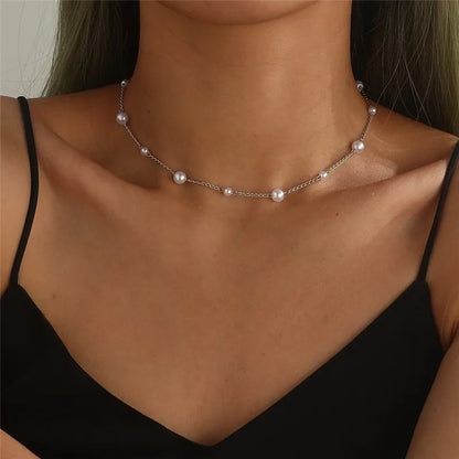 Imitation Pearl Heart Choker Necklace for Women – Trendy Party Clavicle Jewelry Gift