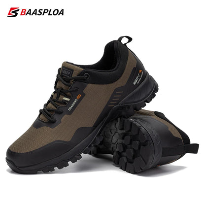 Baasploa Men's Waterproof Hiking Shoes – Anti-Skid, Wear-Resistant Outdoor Sneakers for Travel & Sports