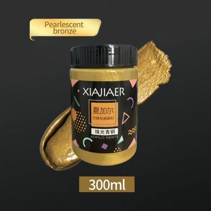 300ML/100ML Gold & Metallic Silver Acrylic Pigment – Pearlescent Bronze for Acrylic Painting, Xiajiaer Art Pigment