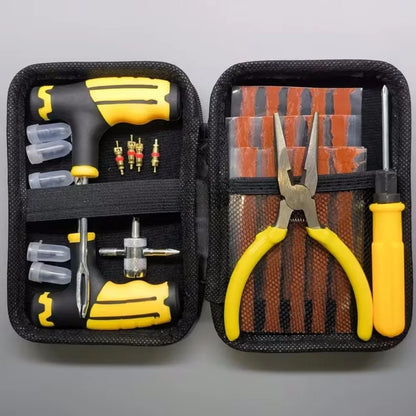 Universal Tire Repair Kit - Multi-Function Pliers & Valve Tool Set with Storage Case for Cars, Motorcycles & Bikes