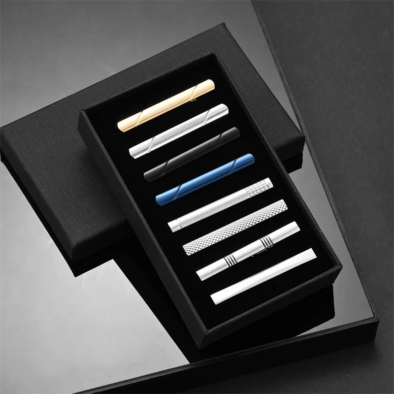Men's Tie Clip & Cufflink Set - 7/8/10 Piece Luxury Gift Box Jewelry for Weddings & Formal Wear