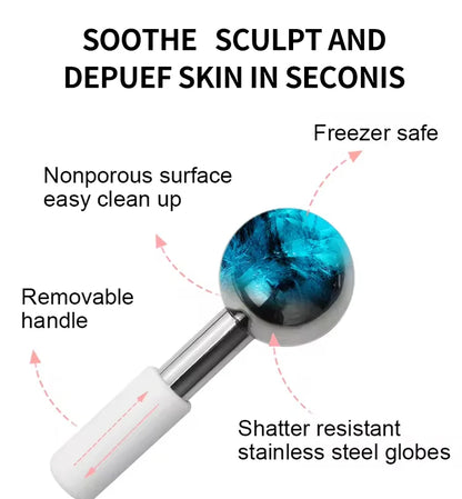 Mini 2pcs Stainless Steel Ice Globes – Cryo Sticks for Face & Eyes, Cold Roller for Puffiness, Wrinkles & Dark Circles