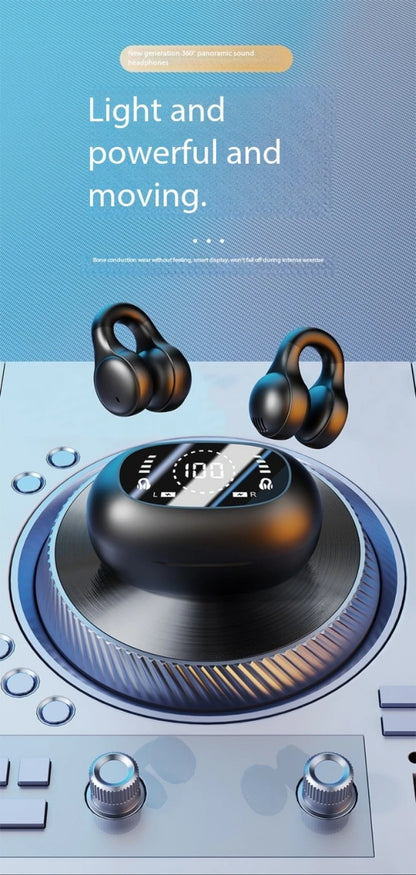 Wireless Bluetooth Earphones with Mirror Display – Soft Silicone Ear Clip, Noise Reduction, HD Sound, Lossless Audio for Sports