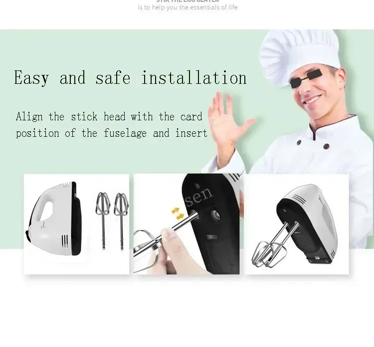 7-Speed Mini Electric Handheld Mixer – Multifunctional Blender & Egg Beater for Baking, Cream & Dough