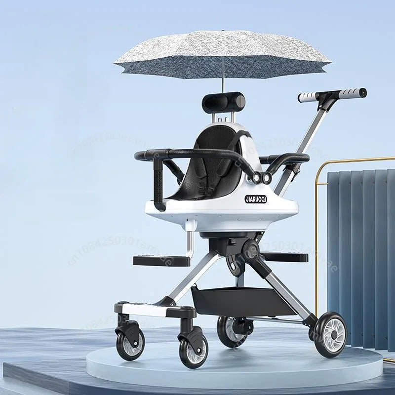 Lightweight Twin Baby Stroller - Foldable Double Seat High-View Carriage with Adjustable Handle