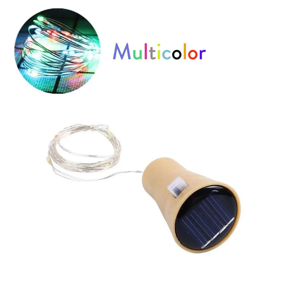 Solar Wine Bottle Lights – 10LED/15LED/20LED Cork Shape Fairy Lights, Copper Wire Garland for Christmas & Home Room Decoration