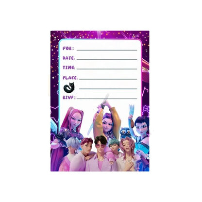 12PCS KPop Demon Hunters Birthday Party Invitation Cards – Anime Single-Page Greeting Cards