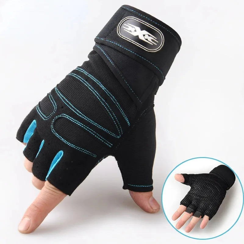Outdoor Sports Fingerless Gloves – Long Wrist Guard for Men & Women, Ideal for Gym, Cycling, Hiking, Boxing & Training Workouts