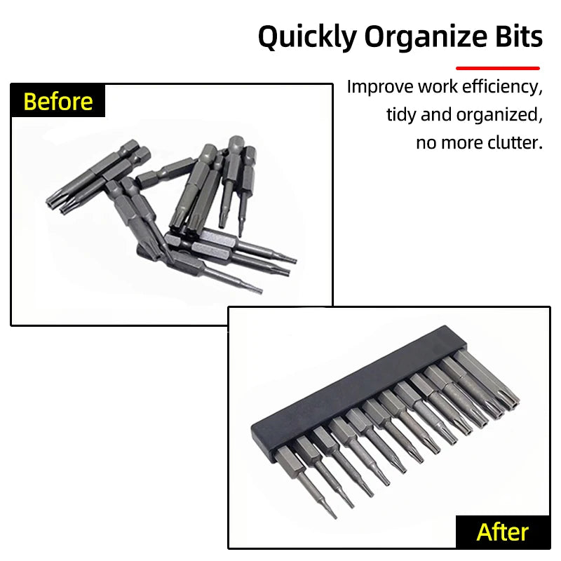 5-Piece Hex Shank Screwdriver Bit Holder Set - Plastic Storage Stand for 6/8/10/12/15 Hole Drill Bits