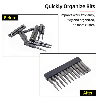 5-Piece Hex Shank Screwdriver Bit Holder Set - Plastic Storage Stand for 6/8/10/12/15 Hole Drill Bits