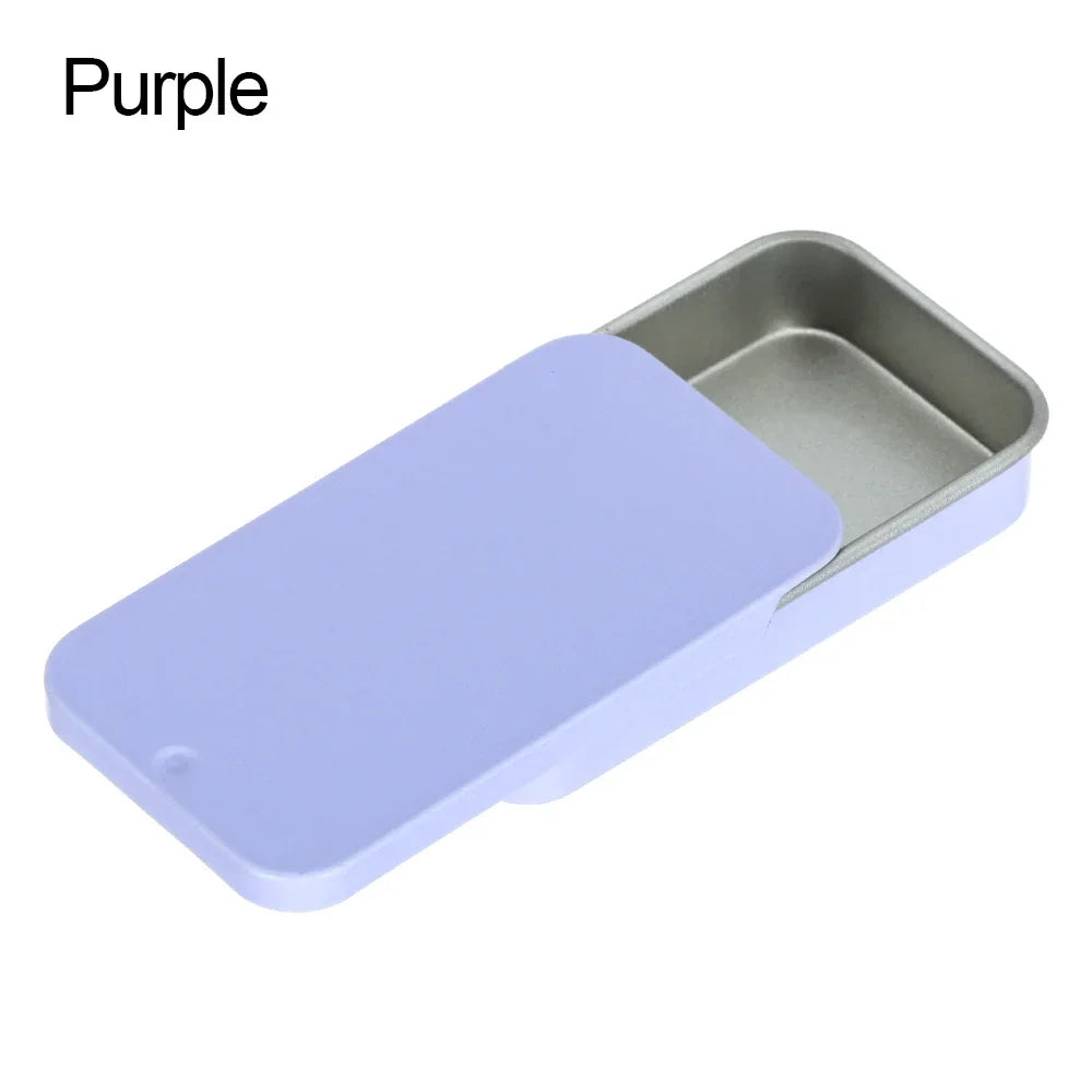 Metal Rectangular Mini Tin Box – Hinged Push-Top Candy, Pill & Small Storage Container