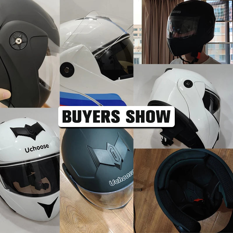 Uchoose Unisex Motorcycle Helmet – DOT Certified, Double Lens, Modular Flip Helmet with Visor, Cross-Section Safety