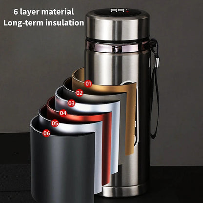 800ML-1L Stainless Steel Thermos Bottle - LED Temperature Display, SUS304 Tea Water Bottle, Vacuum Flask, Portable Cup