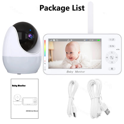 WiFi 1080P Baby Monitor with 4.3" Display & App Control – Night Vision PTZ Camera, 2-Way Audio, Lullabies, Feeding Reminder & Night Light Nanny Cam