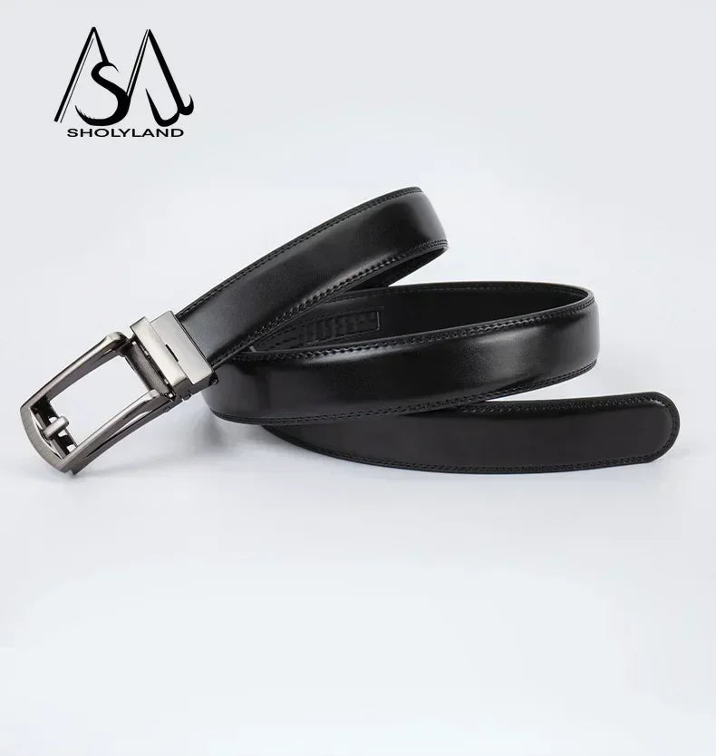 Men’s Classic Leather Belt – Trendy Two-Layer Cowhide with Alloy Automatic Buckle for Business & Casual Wear