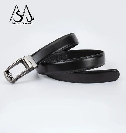 Men’s Classic Leather Belt – Trendy Two-Layer Cowhide with Alloy Automatic Buckle for Business & Casual Wear