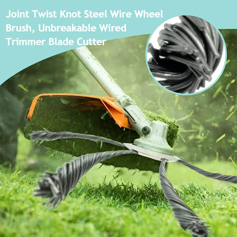LUSQI Steel Wire Wheel Grass Trimmer Head – 6/8/9 Inch Universal Brush Cutter Attachment for Weed, Moss & Rust Removal for Straight Shaft Trimmers