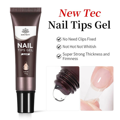 BORN PRETTY 15ml Clear Non-Stick Hand Extension Gel - 3D Shaping Nail Art, Milky Jelly Hard Gel for Fake Nails