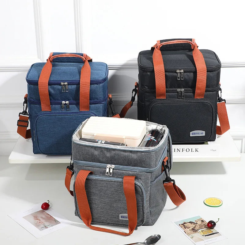 Double Layer Lunch Bag – Large Capacity Thermal Insulated Leakproof Cooler Tote for Work, School & Picnic