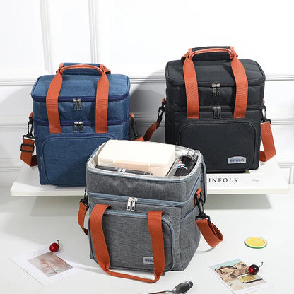 Double Layer Lunch Bag – Large Capacity Thermal Insulated Leakproof Cooler Tote for Work, School & Picnic