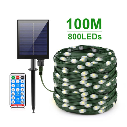 100M Solar LED Fairy String Lights – Waterproof Outdoor Christmas Garland Lights for Garden & Patio Decor