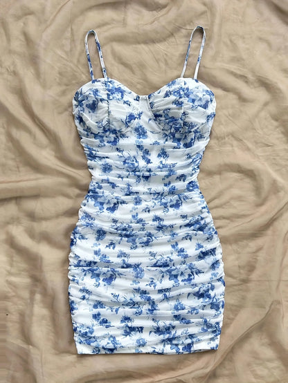 French Floral Backless Slip Dress – Sexy Summer Mini Dress for Women, Beach & Vacation Style