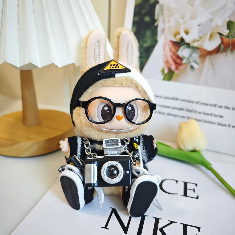 17cm Labubu Idol Dolls Clothes - Kpop EXO DIY Accessories, Cute Mini Plush FEAR Hoodie Se