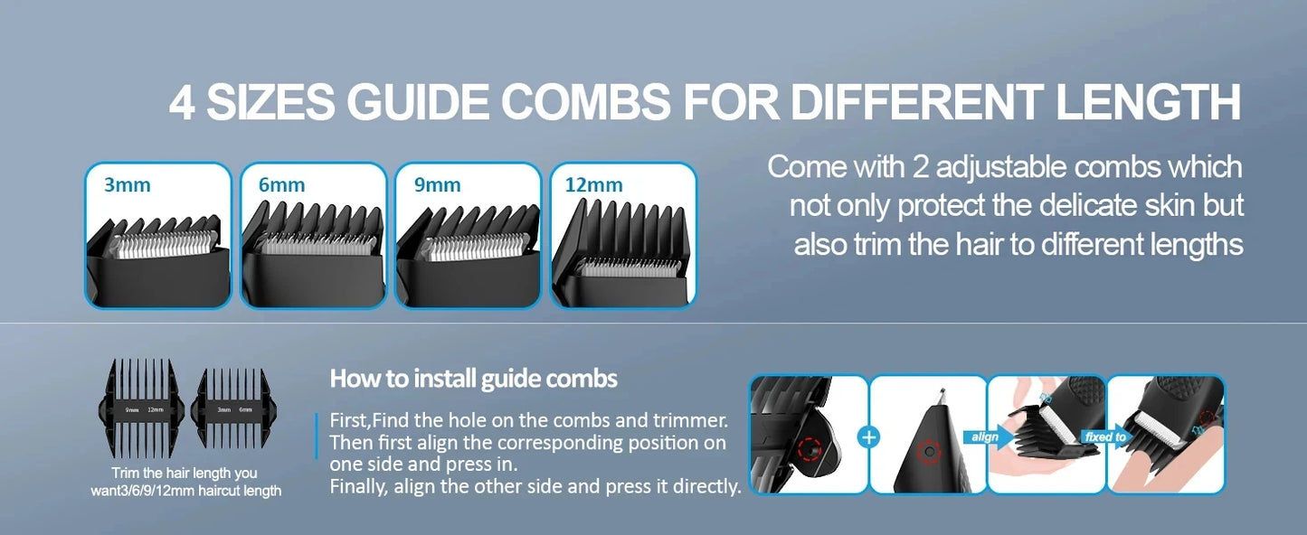 Men’s Electric Groin Hair Trimmer – Rechargeable Body Grooming Clipper for Pubic & Intimate Areas